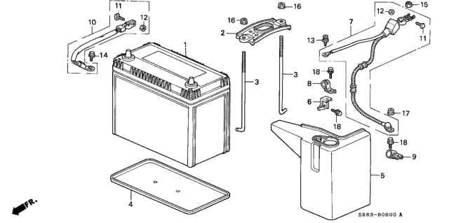 1994 Honda Civic 2 Door EX (ABS) KA 5MT Battery Diagram