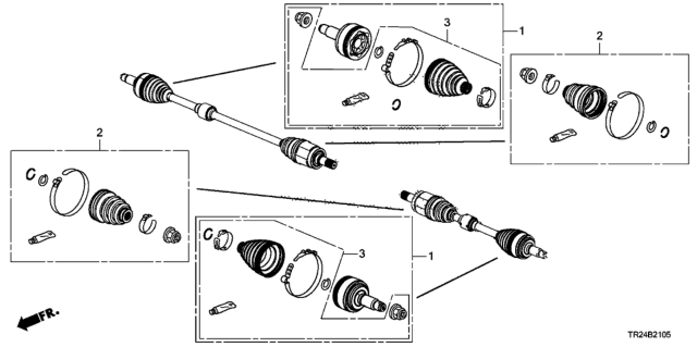 2014 Honda Civic 4 Door MX KL CVT Driveshaft Set Short Parts Diagram