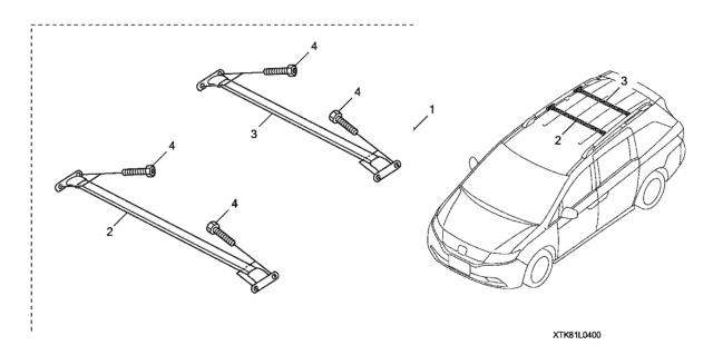 2011 Honda Odyssey Roof Rack Crossbars Diagram