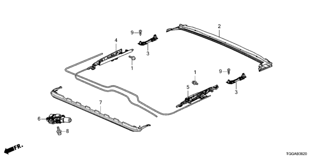 2021 Honda Civic 5 Door EX KA CVT Roof Slide Components Diagram