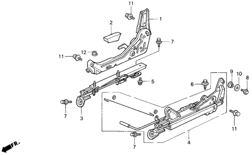 1994 Honda Del Sol 2 Door V-TEC KA 5MT Seat Components Diagram 2