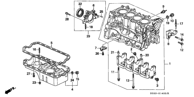 1996 Honda Civic Cylinder Block - Oil Pan Diagram