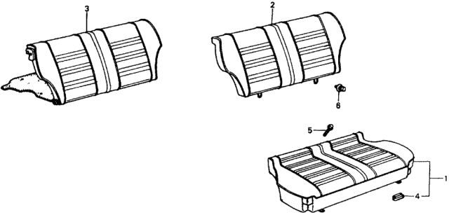 1979 Honda Civic 2 Door ** (1200) ** 4MT Rear Seat Diagram