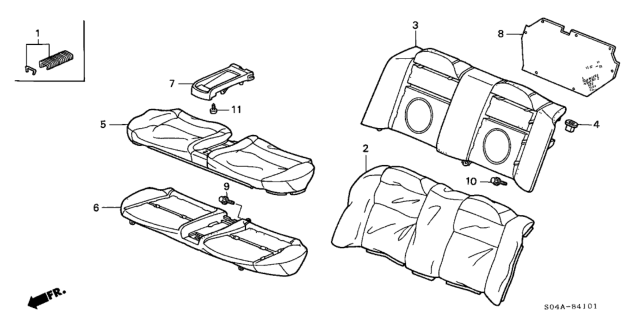 1999 Honda Civic Pad & Frame, Rear Seat-Back Diagram for 82122-S1G-A01