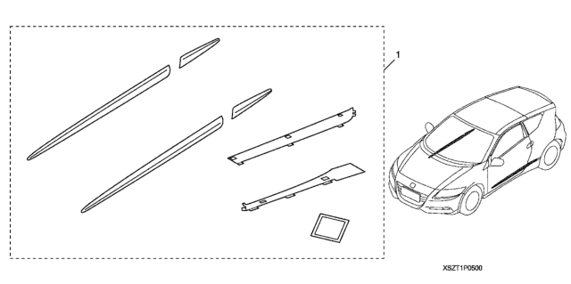 2014 Honda CR-Z 3 Door EX KA CVT Body Side Molding Diagram