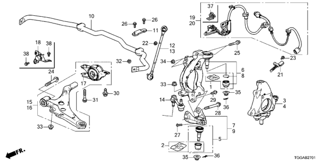 2021 Honda Civic Front Knuckle Diagram