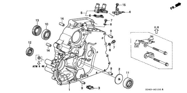 1996 Honda Civic 4 Door EX KA 4AT AT Torque Converter Housing (A4RA) Diagram