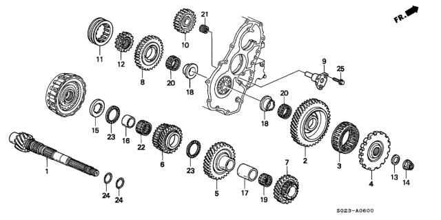 1997 Honda Civic Clutch Assy., One-Way Diagram for 23423-P4R-004