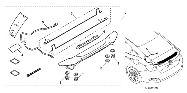 2018 Honda Civic Spring Kit, Trunk Diagram for 08F13-TBA-100R1