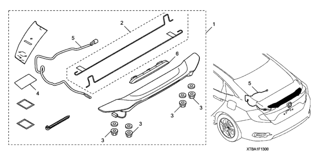 2018 Honda Civic Spoiler - Wing Diagram