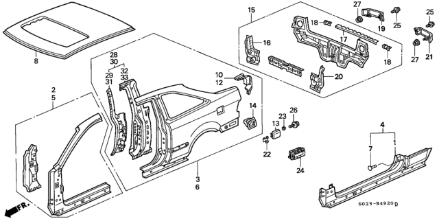 1999 Honda Civic Panel Set, L. RR. (Outer) Diagram for 04646-S02-A12ZZ