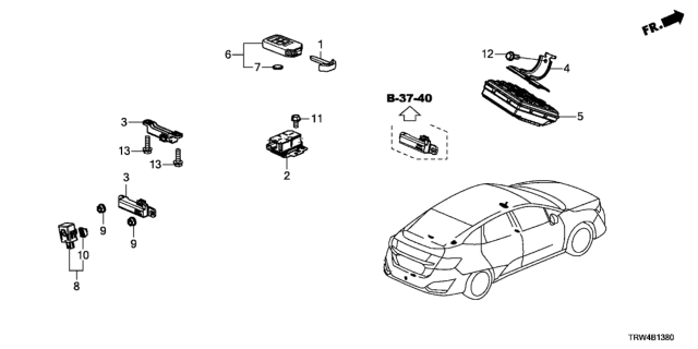 2018 Honda Clarity Plug-In Hybrid Bracket, Bcm Unit Diagram for 38801-TRT-A00