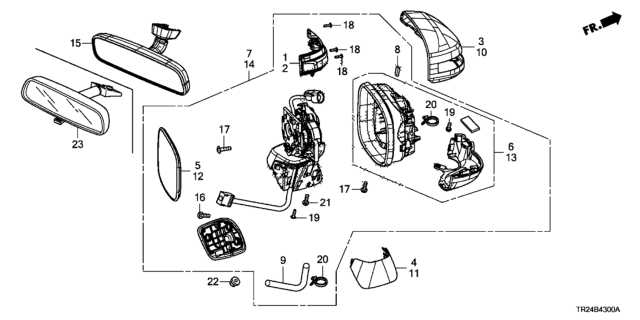 2013 Honda Civic Mirror Sub-Assembly, Passenger Side (R1300) (Coo) Diagram for 76203-TR2-305
