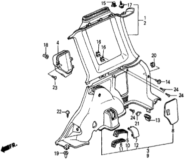 1987 Honda Civic 5 Door 4WD KA 5MT Side Lining Diagram