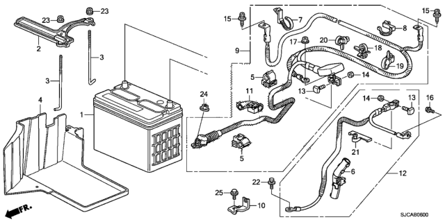 2014 Honda Ridgeline 4 Door RTL-S (SPECIAL EDITION) KA 5AT Battery Diagram