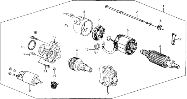 1989 Honda Prelude Starter Motor (Mitsuba) Diagram