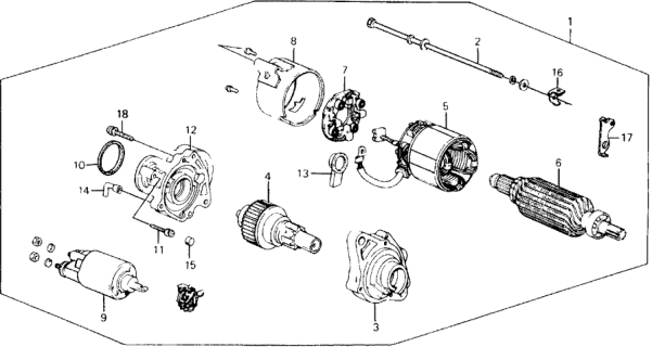 1989 Honda Prelude Frame, Starter End Diagram for 31209-PK2-006