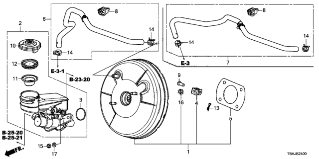 2019 Honda Civic Master Cylinder A Diagram for 46100-TBA-A11