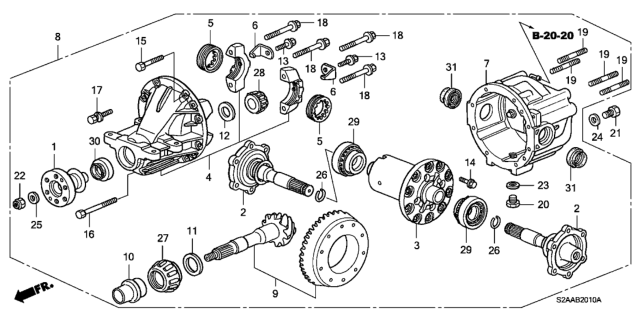 2008 Honda S2000 Case Assembly, Differential Diagram for 41170-PCZ-A51