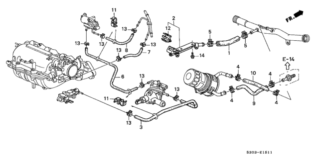 1999 Honda Prelude Hose, Connecting Diagram for 19504-P5P-000