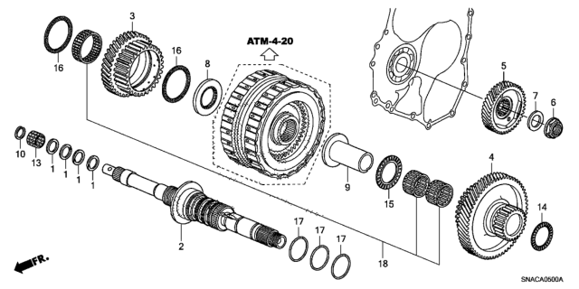 2010 Honda Civic 4 Door EX-L (NAVIGATION) KA 5AT AT Mainshaft Diagram
