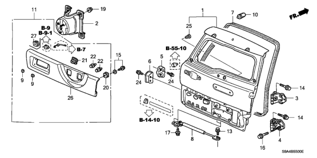 2004 Honda CR-V Garnish, Tailgate (Lower) Diagram for 74890-SCA-003