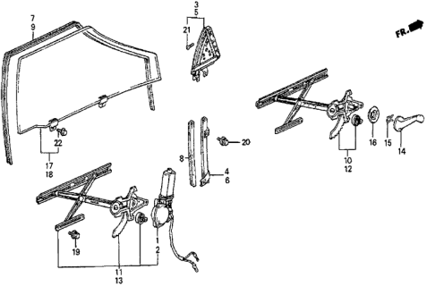 1987 Honda Prelude 2 Door SI KA 5MT Door Window Diagram
