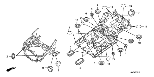 2010 Honda Civic 2 Door EX-L (NAVIGATION) KA 5MT Grommet (Front) Diagram