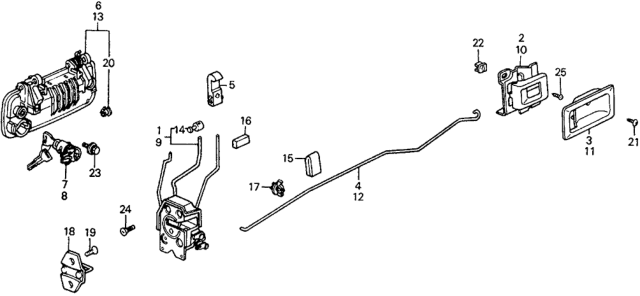 1989 Honda Civic Lock Assembly, Right Front Door (Mitsui Kinzoku) Diagram for 72110-SH5-A01