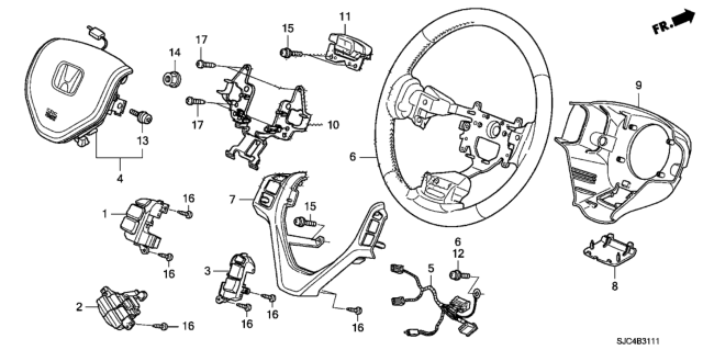 2010 Honda Ridgeline Sub-Cord, Cable Reel Diagram for 77901-SJC-A50