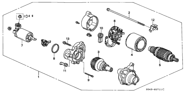 1997 Honda Civic AT Starter Motor Diagram