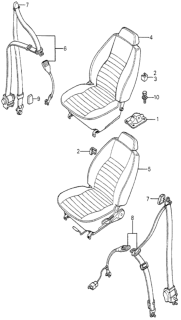 1980 Honda Accord 4 Door DX KL HMT Front Seat - Seat Belt Diagram