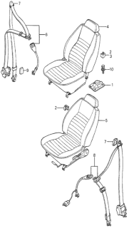 1979 Honda Accord Front Seat - Seat Belt Diagram