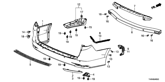 2022 Honda Odyssey Beam, RR. Bumper Diagram for 71531-THR-A00