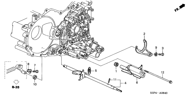 2002 Honda Civic AT Shift Fork - Control Shaft Diagram