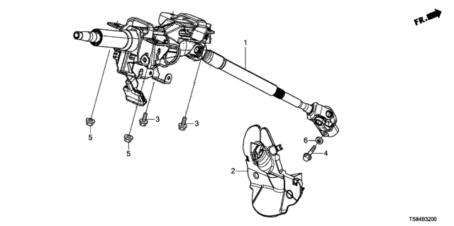 2015 Honda Civic Column, Steering Diagram for 53200-TS8-A22