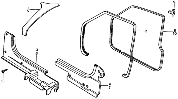 1979 Honda Civic 3 Door ** (1200) ** 4MT Door Opening Trim Diagram