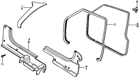 1979 Honda Civic Garnish, R. RR. Side *NH1L* (BLACK) Diagram for 73828-657-671ZA