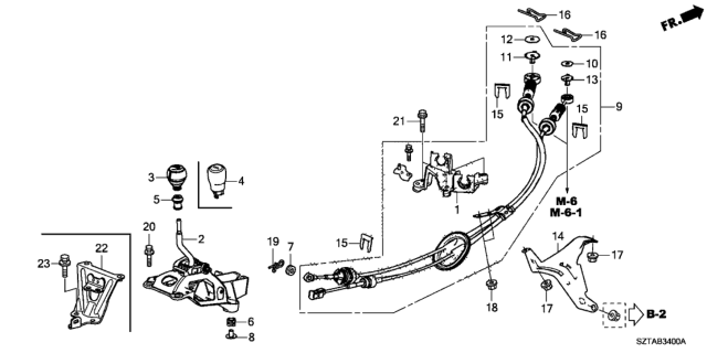 2013 Honda CR-Z Shift Lever Diagram