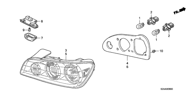 2008 Honda S2000 2 Door BASE KA 6MT Taillight - License Light Diagram