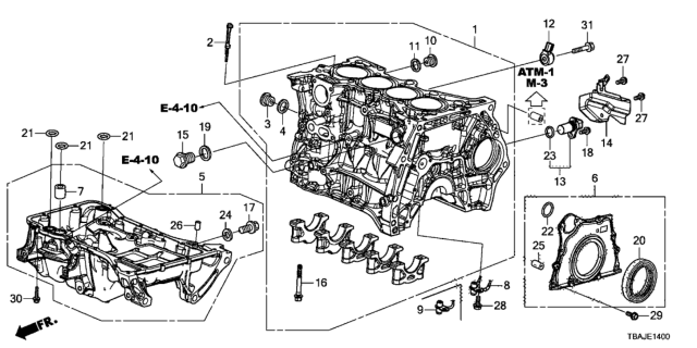 2019 Honda Civic Cylinder Block - Oil Pan Diagram