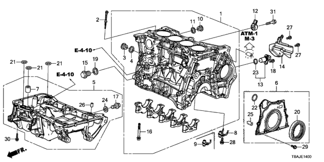 2018 Honda Civic Cylinder Block - Oil Pan Diagram