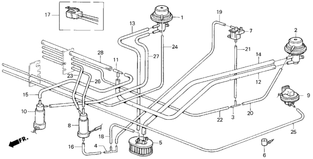 1986 Honda Civic 4 Door GL KA 5MT Vacuum Tubing Diagram
