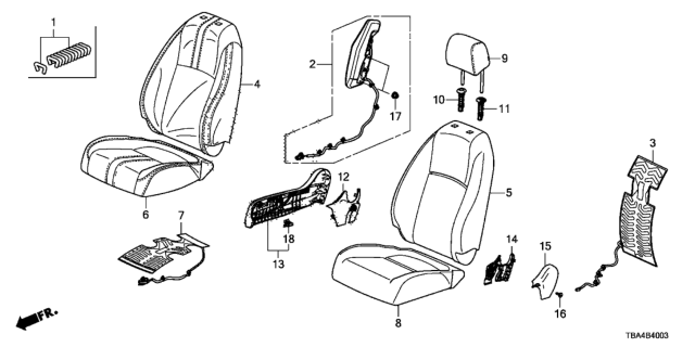 2016 Honda Civic Front Seat (Passenger Side) (Power Seat) Diagram