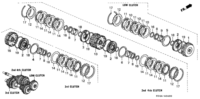 1999 Honda Civic 4 Door GX (ABS) KA 4AT AT Clutch (HAM - HCM) Diagram