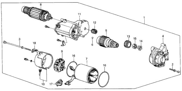 1984 Honda Civic 4 Door GL KA 3AT Starter Motor (Denso) (1.4KW) Diagram
