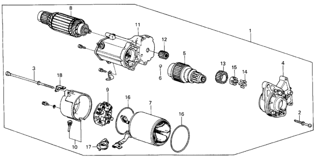 1985 Honda Civic Starter Motor (Denso) (1.4KW) Diagram