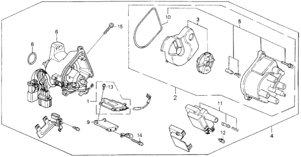 1991 Honda Accord 5 Door EX KA 4AT Distributor (TEC) Diagram