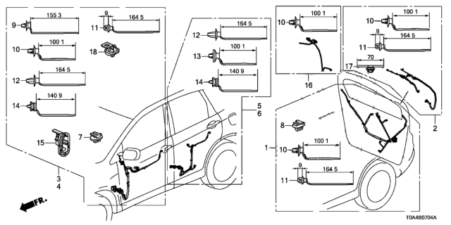 2015 Honda CR-V Wire Harn As Door Diagram for 32752-T1W-A10