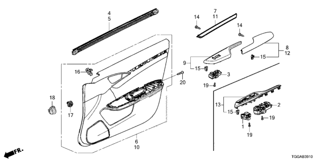 2021 Honda Civic Front Door Lining Diagram